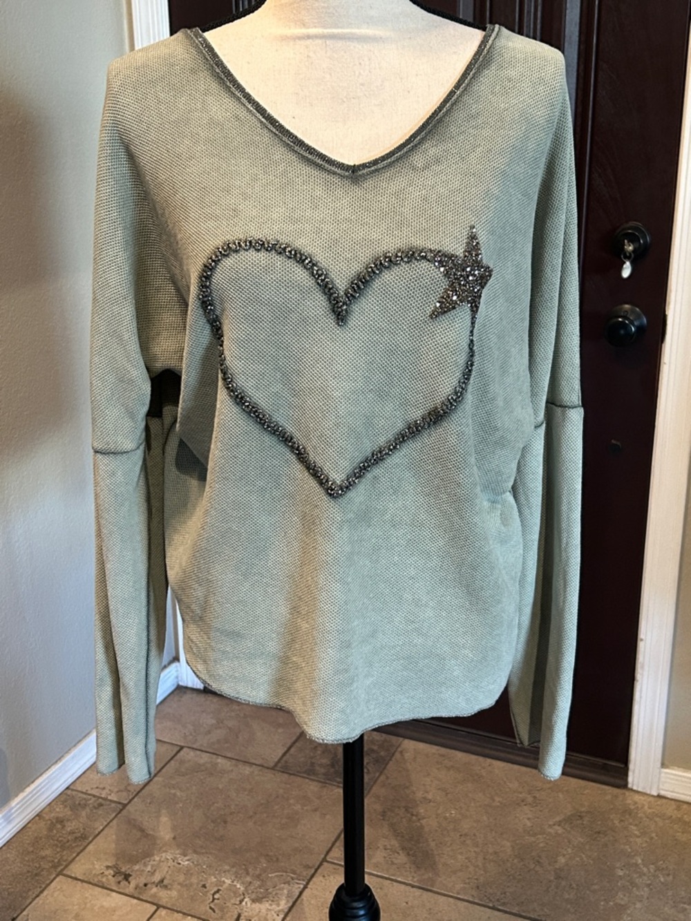 Brand Bazar Sage Green Hear and Star Oversized Thermal